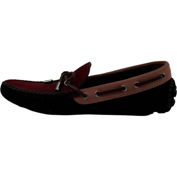 NWOB Louis Vuitton Red & Brown Suede w/ Leather Bow Loafer Shoes Size 7.5 - Picture 7 of 12